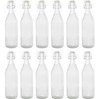 Argon Tableware 1.1L Glass Bottles with Swing Top Reusable Water Brewing - Pack of 12 in Clear