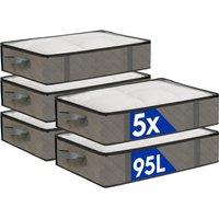 Harbour Housewares Under Bed Storage Bags with Lid - 95 Litre - Grey - Pack of 5