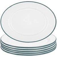 Argon Tableware White Enamel Serving Platters - 30.5cm x 22.5cm - Pack of 6 in Green | Size: 30.5 cm x 22.5 cm