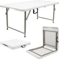 Harbour Housewares Height Adjustable Folding Trestle Table - 120cm (4ft) Portable Table in White