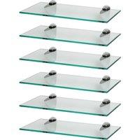 Harbour Housewares 6x Floating Glass Shelves - 40cm - Bathroom Shower Storage Display in Silver