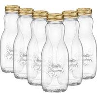 Bormioli Rocco Quattro Stagioni Glass Juice Bottles with Screw Top Lid - 1L - Pack of 6 in Clear