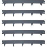Harbour Housewares 5pc Steel Lawn Edging Set - 5m x 8cm in Grey | Size: 5m x 8 cm