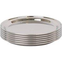 Argon Tableware 40.5cm Stainless Steel Serving Platter - Chrome Dinner Tray - Set of 6 in Silver