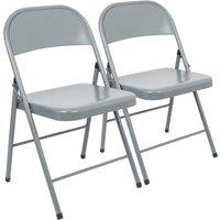 Harbour Housewares Metal Folding Chair - Pack of 2 in Grey
