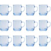 Duralex Versailles Glass Coffee Mugs - 260ml Cups - Pack of 12 in Light Blue