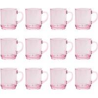 Duralex Versailles Glass Coffee Mugs - 260ml Cups - Pack of 12 in Pink