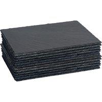 Argon Tableware Rectangle Slate Placemats - 30cm x 20cm - 12x Large Natural Black Stone Dining Table Dinner Serving Board Platter Place Mats Sets