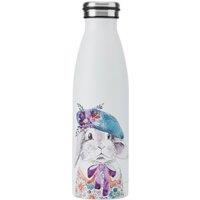 Mikasa Tipperleyhill Rabbit Double-Walled Stainless Steel Water Bottle, 500ml in White