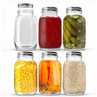 volila Mason Jars With Lids 1000ml for Preserving, Salad, & Pickling in Clear | Size: 12 Pack
