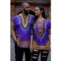 JTAPHRIQUE Unisex Dashiki Shirt in Purple | Size: Medium