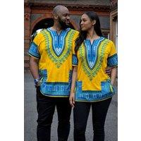 JTAPHRIQUE Unisex Dashiki Shirt in Yellow | Size: Medium