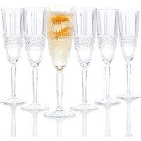 RCR Crystal Brillante Glass Champagne Flutes - 190ml - Pack of 6 in Clear