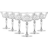 RCR Crystal Melodia Glass Champagne Saucers - 260ml - Pack of 6 in Clear