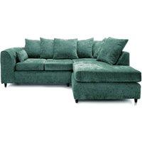 Furnishings For Less UK Monaco Chenille Fabric 3 to 4 Seater L Shaped Corner Sofa Right Hand Facing in Teal