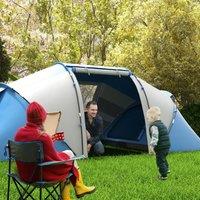 OUTSUNNY 4 Person Camping Tent Dome Family Travel Group Hiking Room Fishing in Blue
