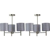 First Choice Lighting Set of 2 Brea - Antique Brass Light Fittings & Silvery Glitter Shades in Gold