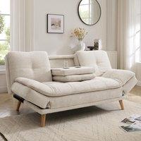 Home Detail Lilly Sofa Bed With Adjustable Armrests in Beige | Size: 3 Seater