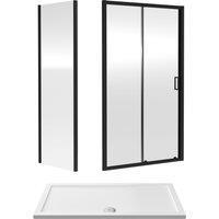 Balterley Ruwa Sliding Shower Suite: 6mm Glass Tray Door Panel 1400x700mm Black