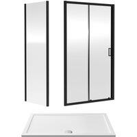 Balterley Ruwa Sliding Shower Suite: 6mm Glass Tray Door Panel 1400x800mm Black