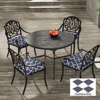 OUTSUNNY Set of 4 Outdoor Seat Cushions Water Repellent Seat Pads with Ties in Blue