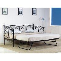 Comfy Living Ltd Metal Crystal Finial Day Bed With Trundle in Black | Size: Small Single