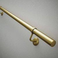 Forgeworks Satin Brass Premium Modern Easy Install Indoor Stair Handrail Kit 1.2m in Gold