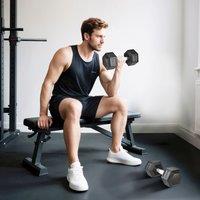 HOMCOM 2x12.5KG Rubber Hex Dumbbell Portable Hand Weights for Home Gym in Black | Size: 25kg