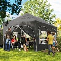 OUTSUNNY 3 x 6m Pop Up Gazebo with Sides, Peak Top Garden Party Tent Marquee in Dark Grey