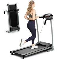 Costway Folding Treadmill Walking Running Machine w/12 Preset Program Electric Treadmill in Black | Size: 80-100kg