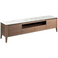 Angel Cerda Walnut TV stand with glass top imitation marble in Brown