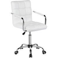 Kelvenix White Home Office Chair Leather Computer Desk Chair Adjustable Swivel Chair