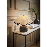 ValueLights Emilia Ceramic Table Lamp with Linen Wave Lamp Shade in Black