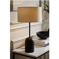 ValueLights Kaiden Black Dome Table Lamp with Fabric Drum Lamp Shade in Cream