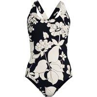 Lands' End Women's Tugless High Leg X-back Swimsuit in Jet Black | Size: 18
