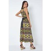 Roman Women's Geometric Print Halter Neck Maxi Dress in Lime | Size: 20