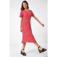Roman Women's Ditsy Print Frill Waist Midi Dress in Red | Size: 20