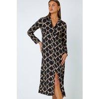 Roman Women's Chain Print Midi Shirt Dress in Black | Size: 10