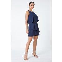 Roman Women's Textured Plain Tiered Playsuit in Navy | Size: 18