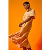 Roman Women's Embroidered Cotton Midi Smock Dress in Orange | Size: 10