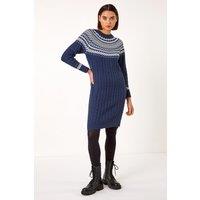 Roman Women's Nordic Knitted Dress in Navy | Size: 18