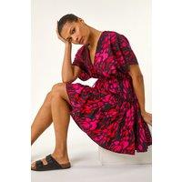 Roman Women's Abstract Boho Mini Dress in Fuchsia | Size: 10