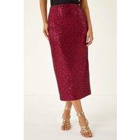 Dusk Women's Sequin Pencil Skirt in Burgundy | Size: 16