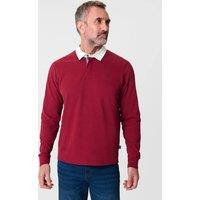 Saltwell Men's Contrast Collar Cotton Long Sleeve Polo Shirt in Red | Size: Large