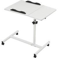 Living and Home Height Adjustable Overbed Table Computer Desk on Wheels in White