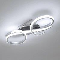 Pheashine Modern Chrome LED Ceiling Light, 36W Nordic Aluminum Flush Mount, 42cm in White