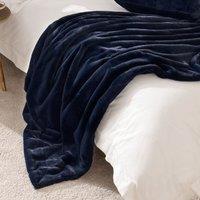 Paoletti Empress Faux Fur Throw in Navy | Size: 130 cm x 180 cm