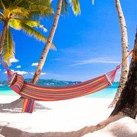 OUTSUNNY Cotton Hammock Soft Portable Swing Sleeping Chair with Headrest & Side Pocket