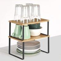 SONGMICS Expandable Cupboard Spice Rack Set of 2 Kitchen Organisers in Tan