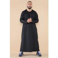 Thobez Men's Omani Eid Tassel Thobe Jubba in Black | Size: 54R